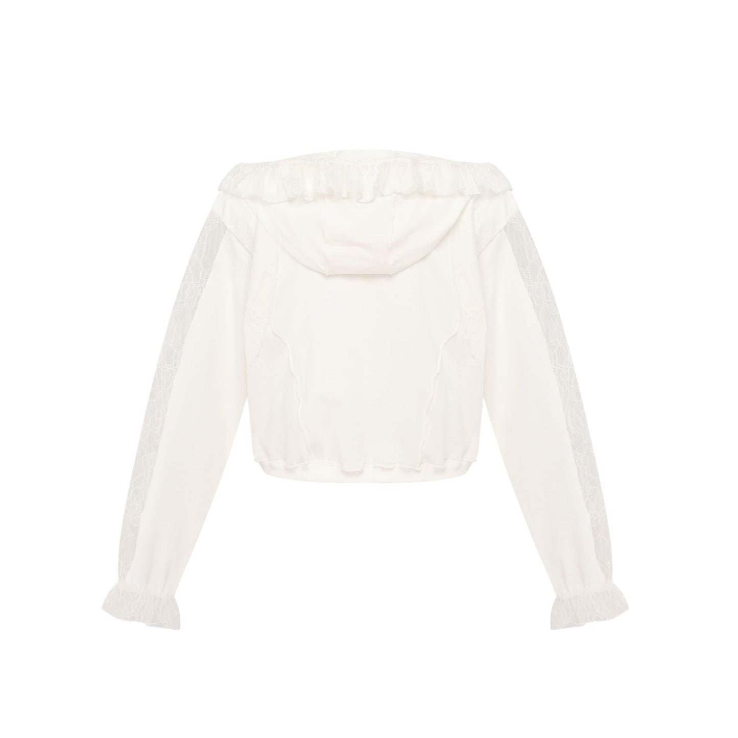 Hoodie with Lace in White