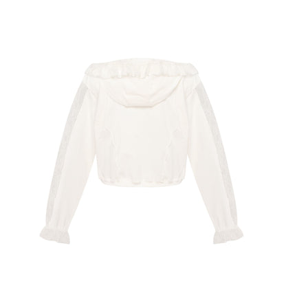 Hoodie with Lace in White