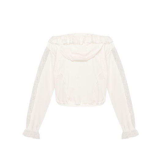 Hoodie with Lace in White