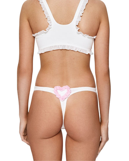 Thong with Swan and Heart in White