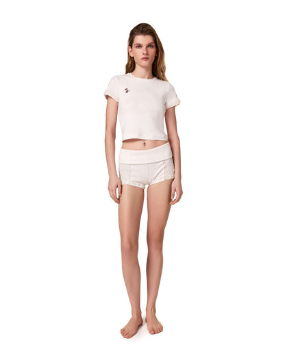 T-Shirt with Bra Imitation in White