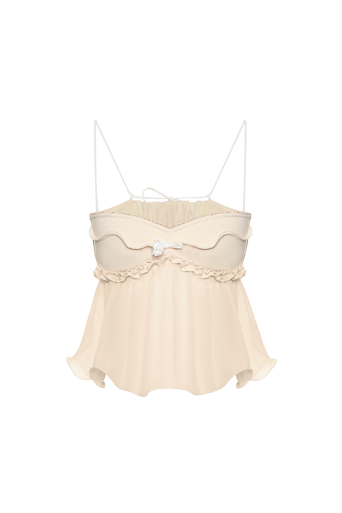 Top with Wave in Beige