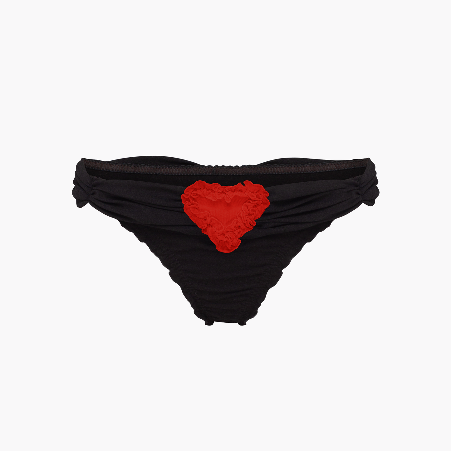 Tanga with Heart and Ruffles in Black