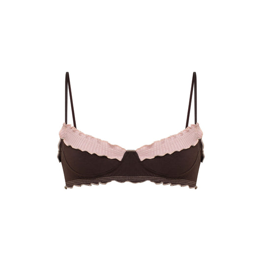 Wavy Bralette in Brown with Pink