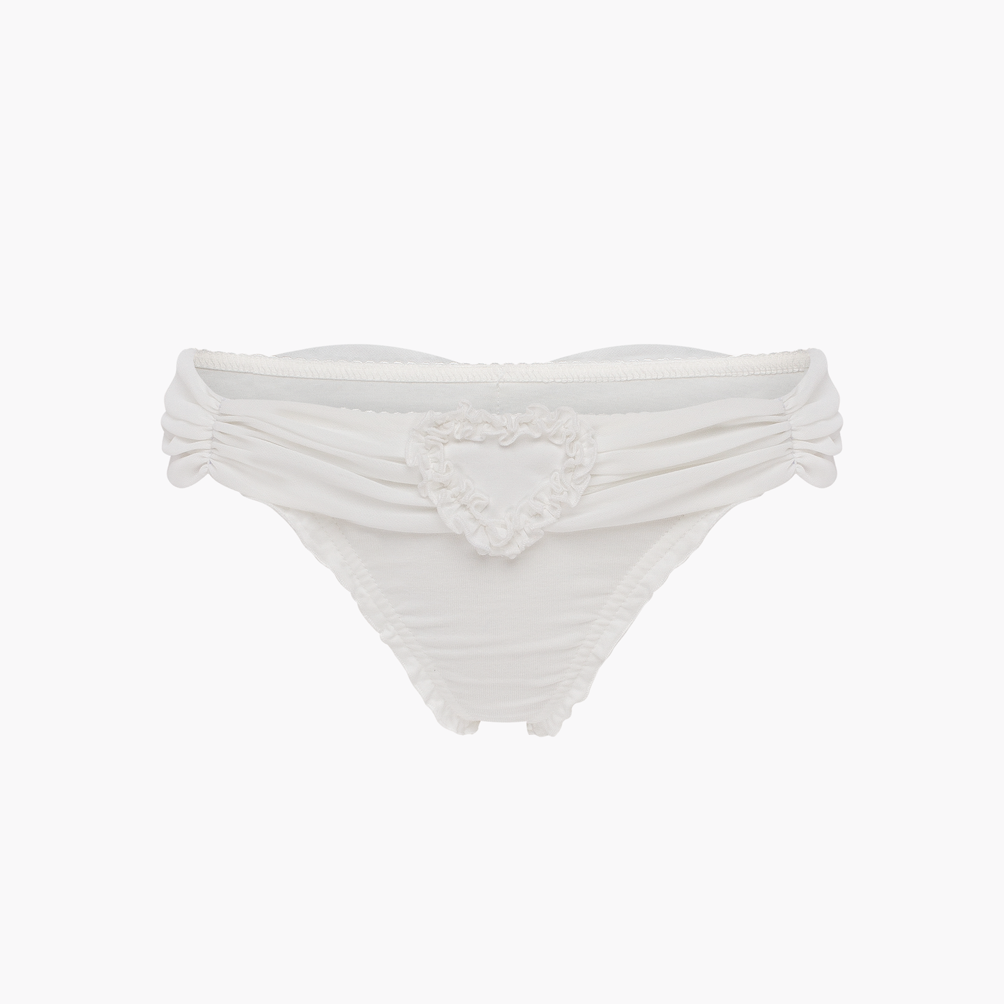 Tanga with Heart and Ruffles in White