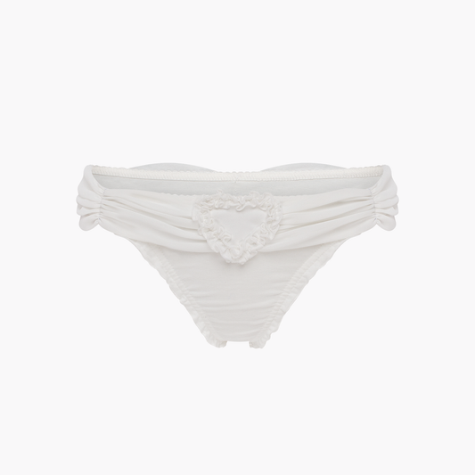 Tanga with Heart and Ruffles in White