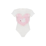 Bodysuit with Heart and Swan in White