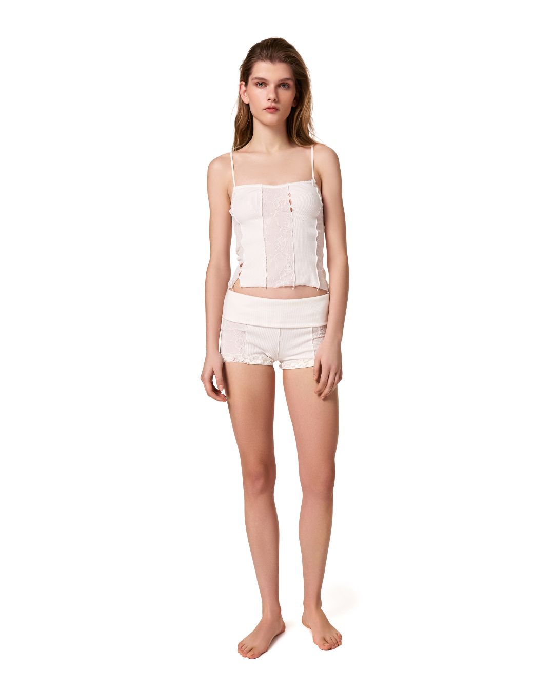 Tank Top with Lace in White