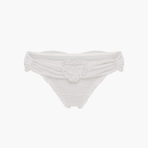 Tanga with Heart and Ruffles in White