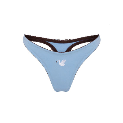Thong with Swan and Heart in Blue