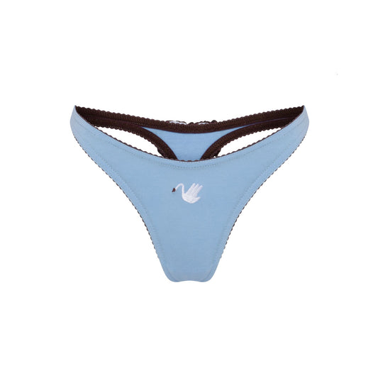 Thong with Swan and Heart in Blue