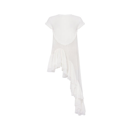 Top with Heart and Ruffles in White