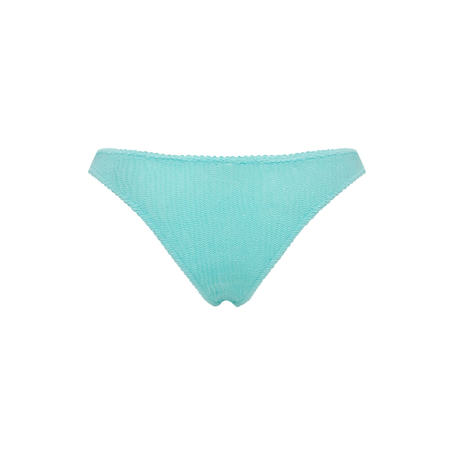 Mint bikini bottoms with smooth front and no ruffle detail