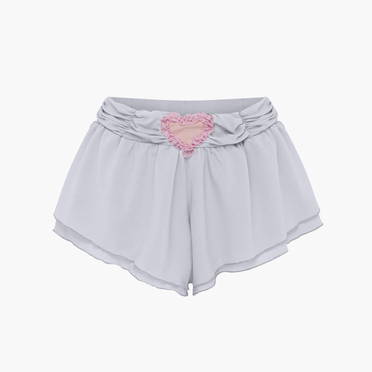 Shorts with Heart and Draping in Grey