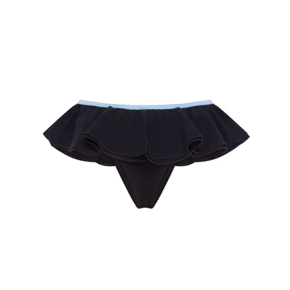 Tanga with Ruffles and Heart in Black