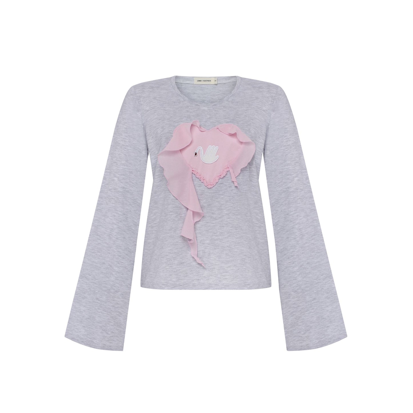 Top with Heart and Swan in Grey