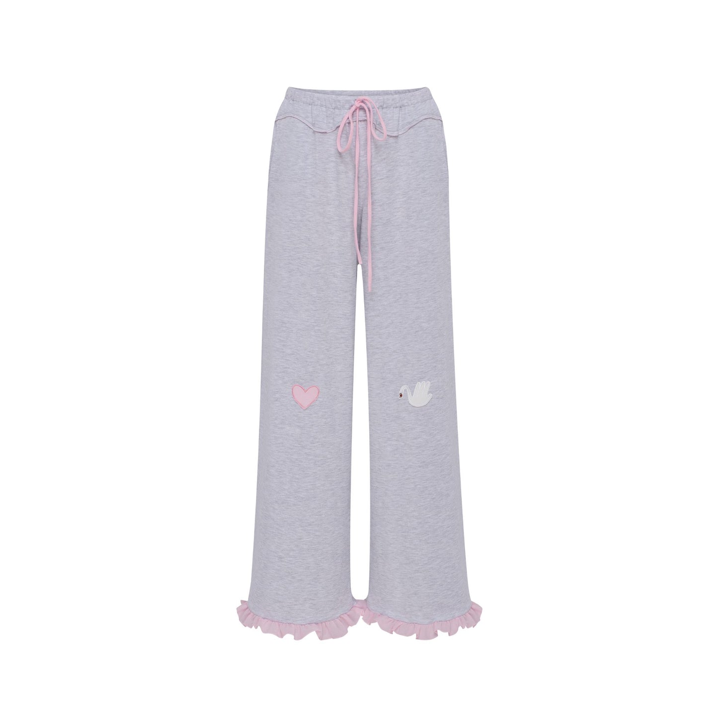 Pants with Heart and Swan in Grey