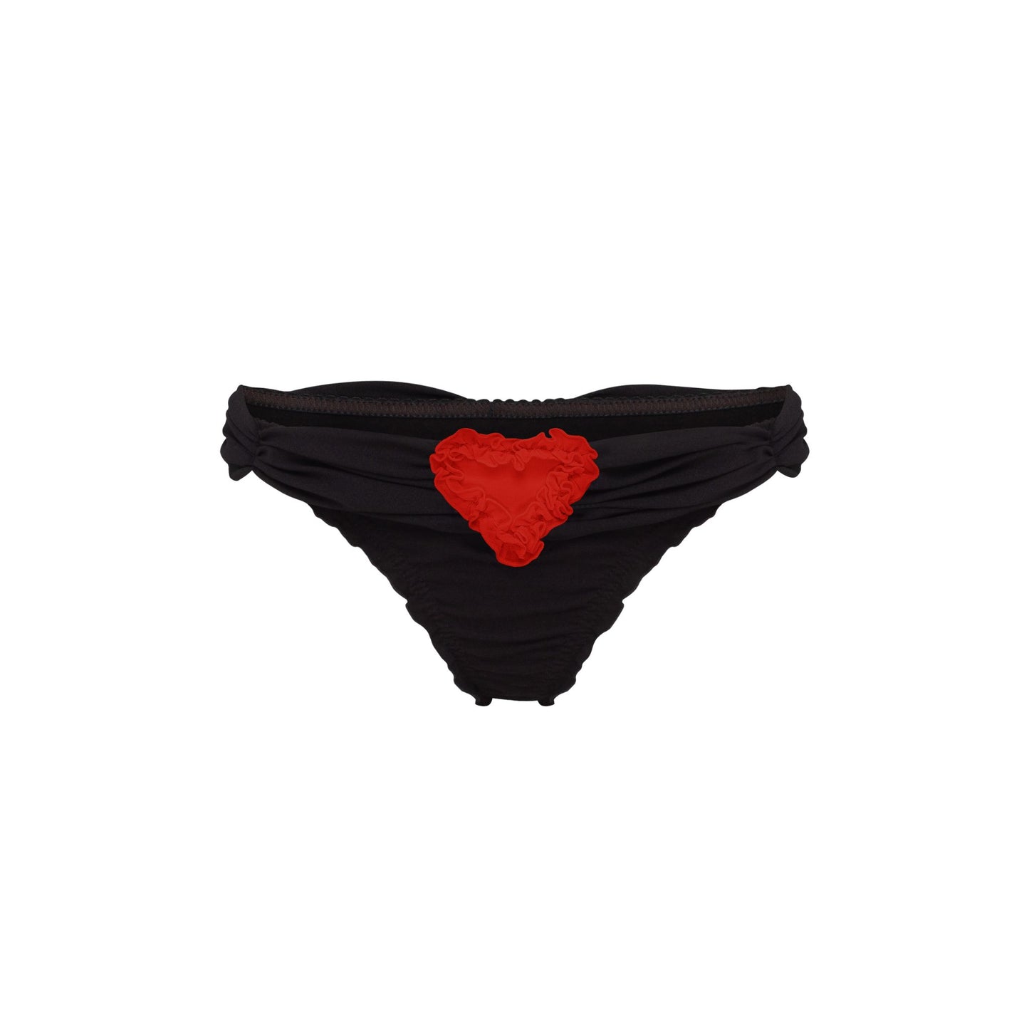 Tanga with Heart and Ruffles in Black