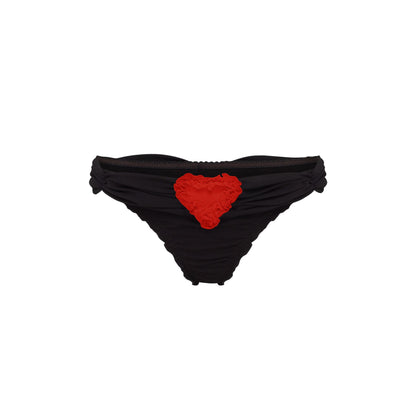Tanga with Heart and Ruffles in Black