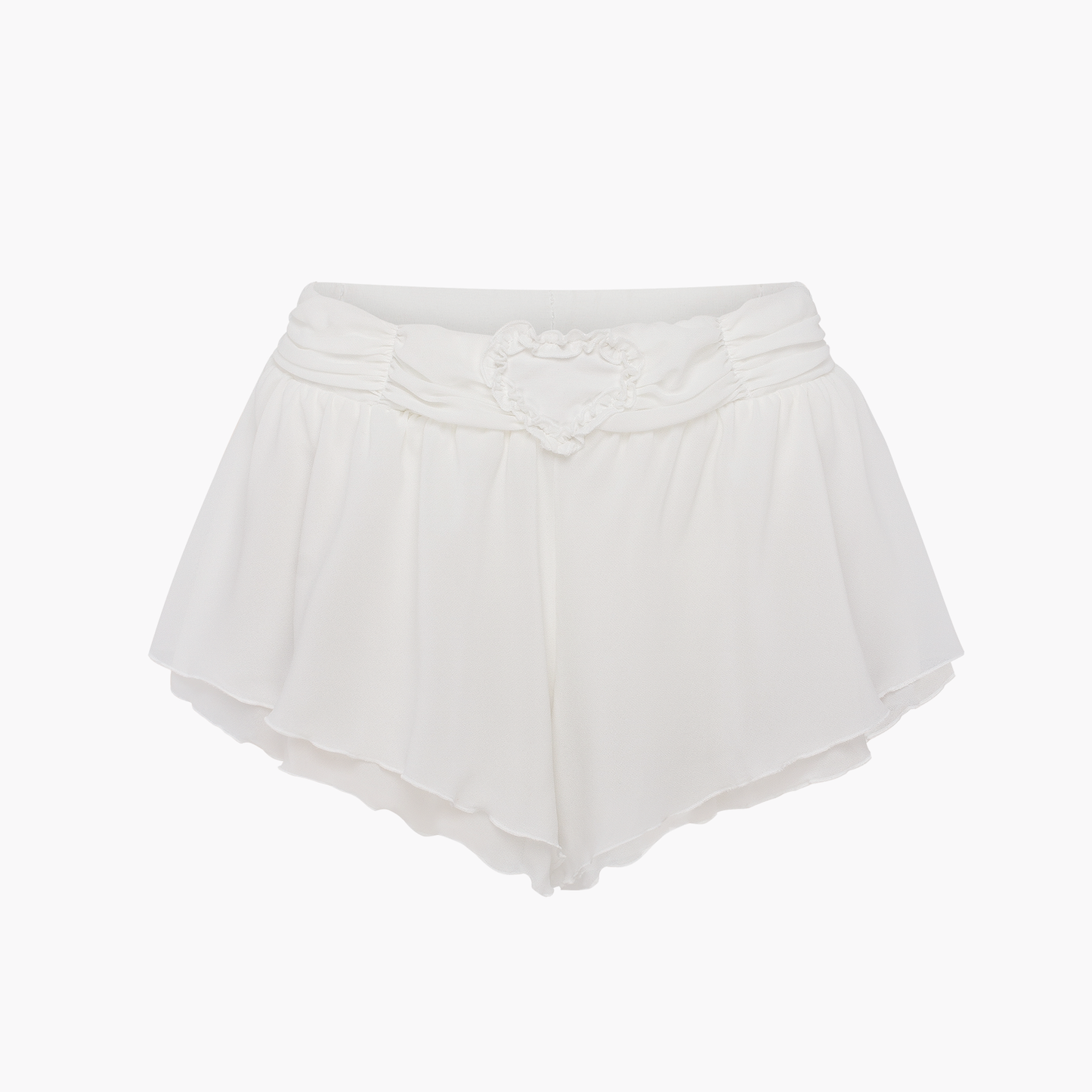Shorts with Heart and Draping in White
