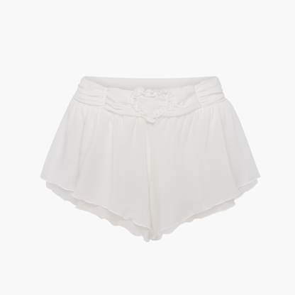 Shorts with Heart and Draping in White