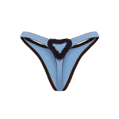 Thong with Swan and Heart in Blue