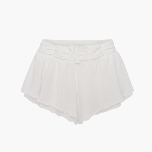 Shorts with Heart and Draping in White