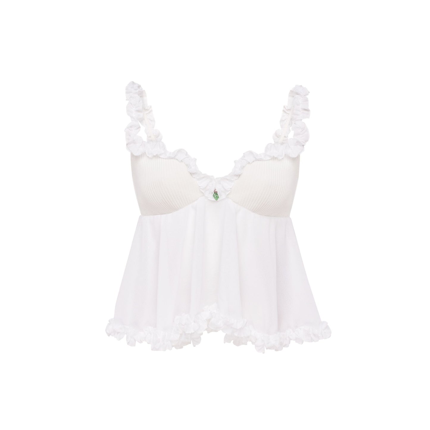 Top with Leaf in White