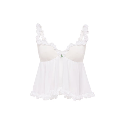 Top with Leaf in White