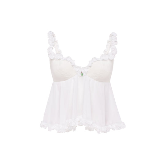 Top with Leaf in White