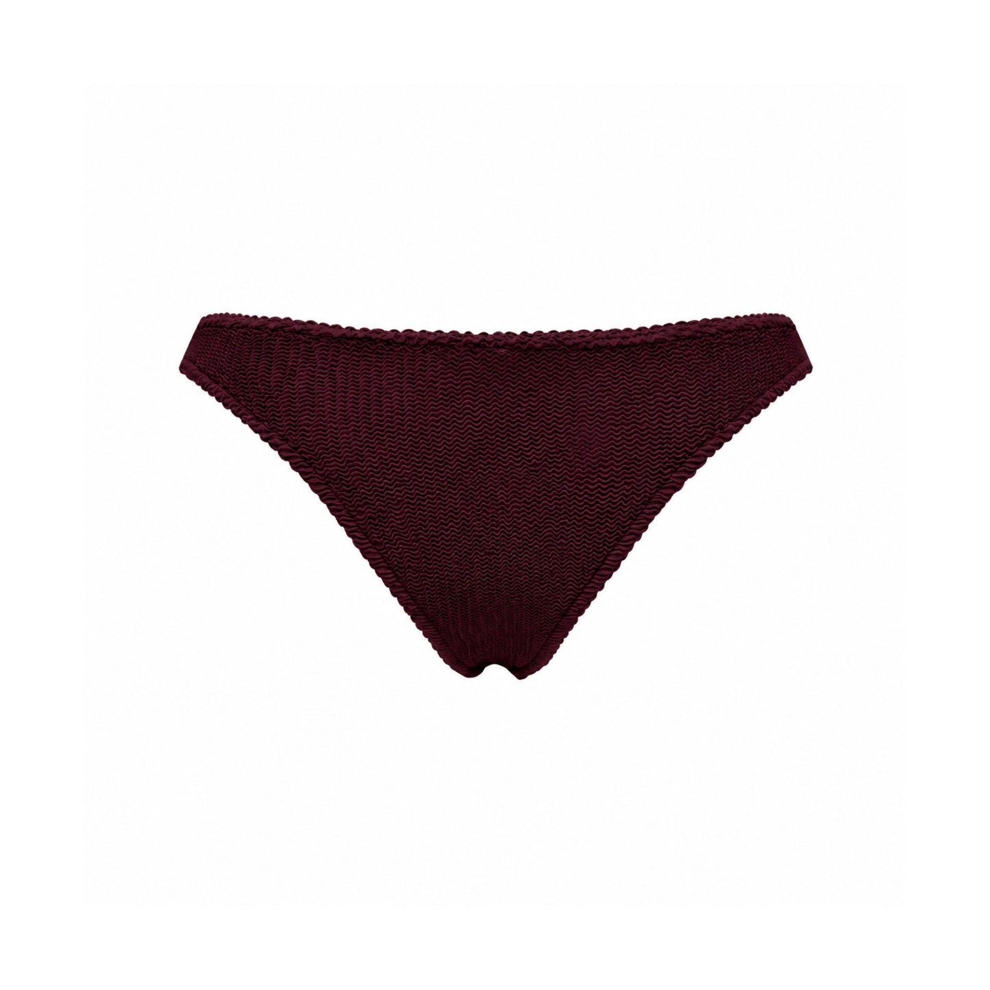 Burgundy textured bikini bottoms with smooth waistband
