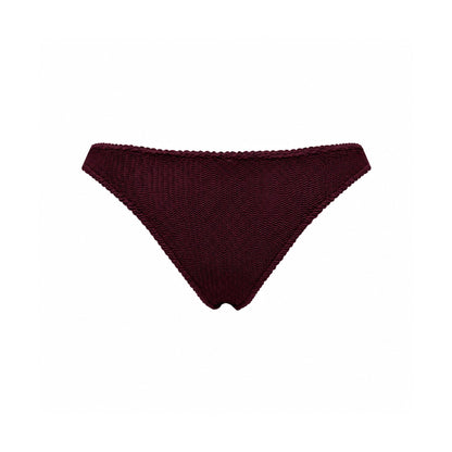 Burgundy textured bikini bottoms with smooth waistband
