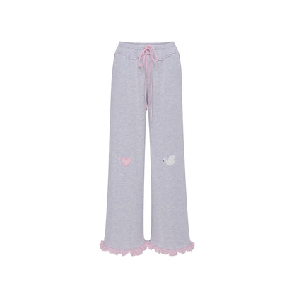 Pants with Heart and Swan in Grey