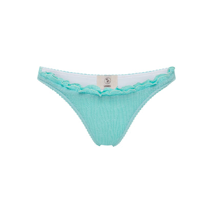 Mint ruffle bikini bottoms with scalloped trim