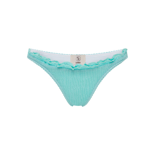 Mint ruffle bikini bottoms with scalloped trim