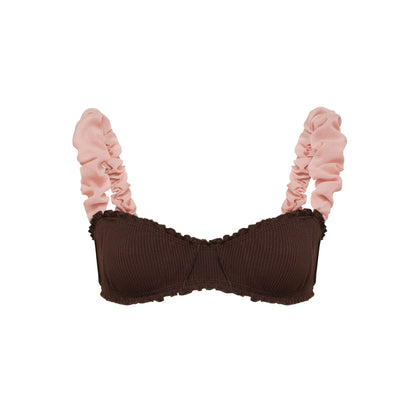 Bralette with Frills in Brown