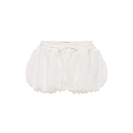 Micro Shorts with Ruffles in White