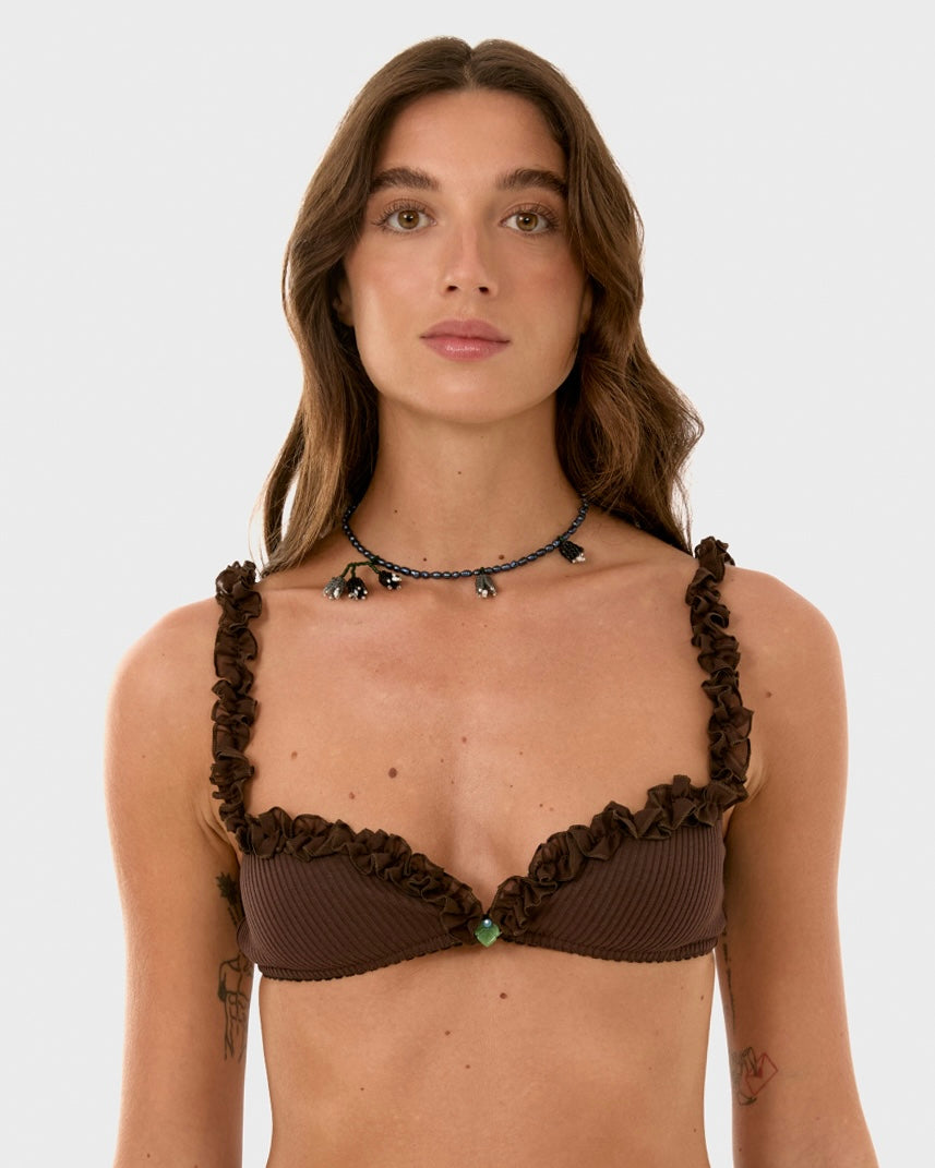 Bralette with Leaf in Brown