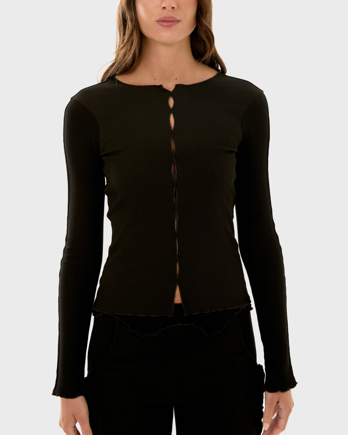 Long-Sleeve with Draping in Black