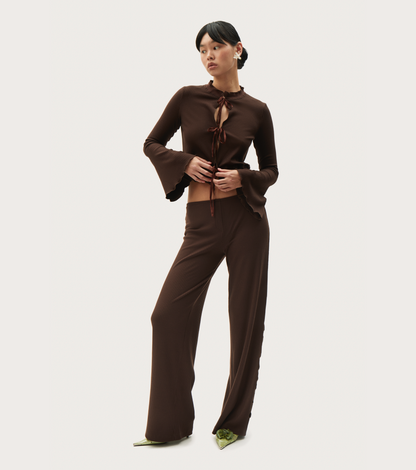 Cardigan with Ties in Brown