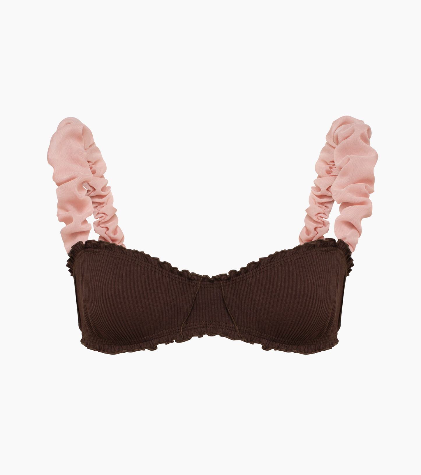 Bralette with Frills in Brown