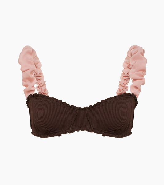 Bralette with Frills in Brown