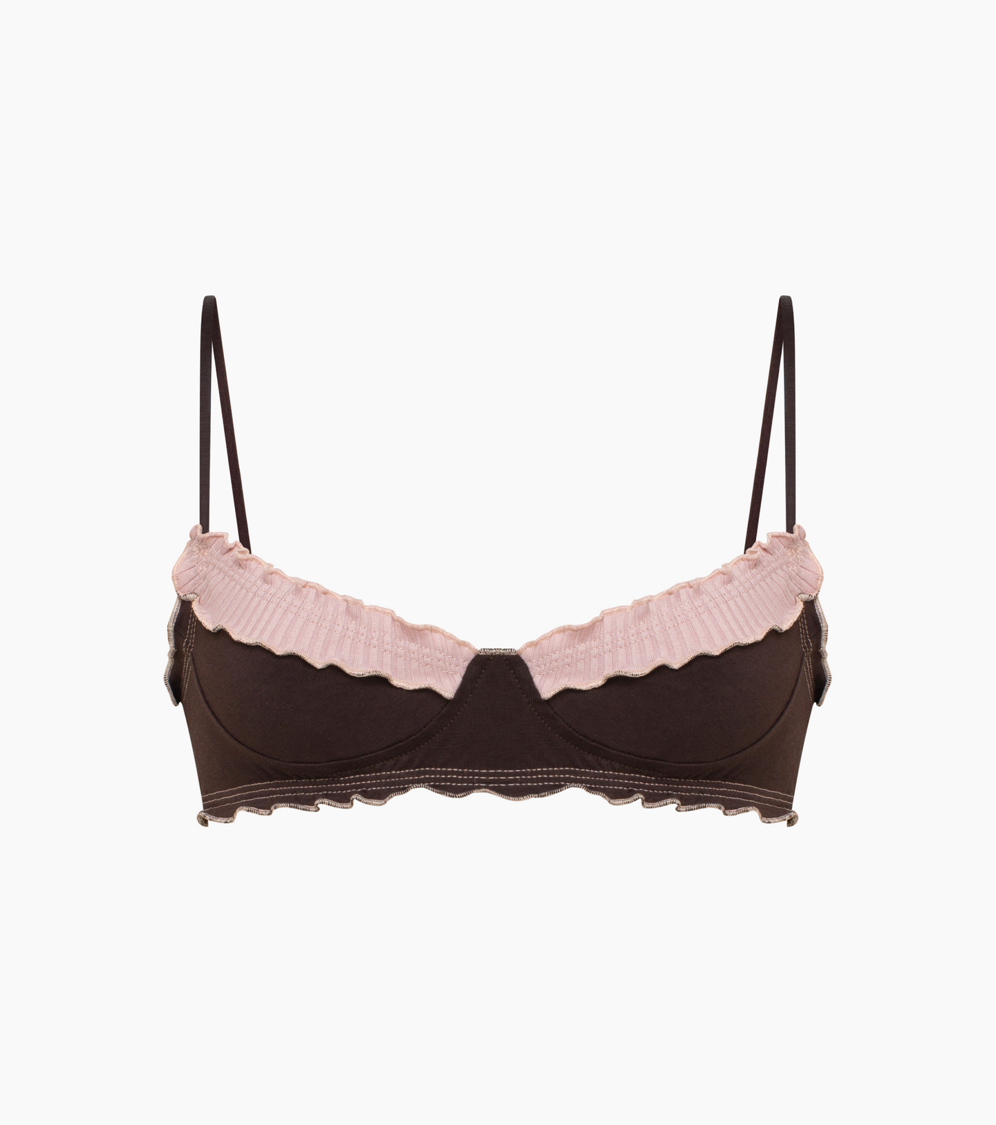 Wavy Bralette in Brown with Pink