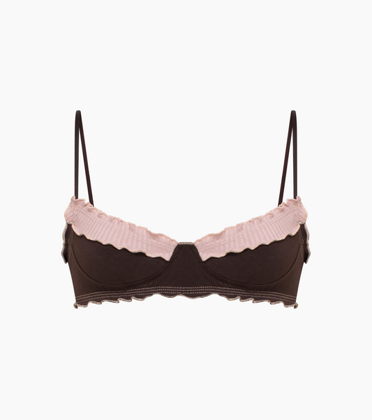 Wavy Bralette in Brown with Pink