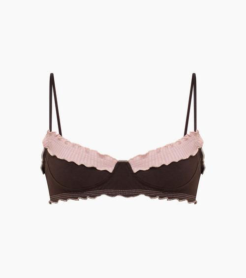 Wavy Bralette in Brown with Pink