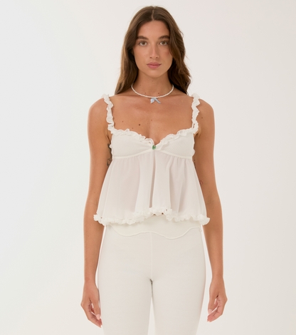 Wavy Capri Pants in White