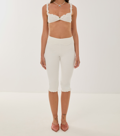 Wavy Capri Pants in White