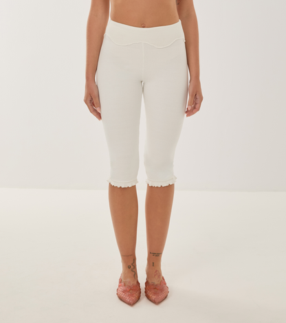 Wavy Capri Pants in White