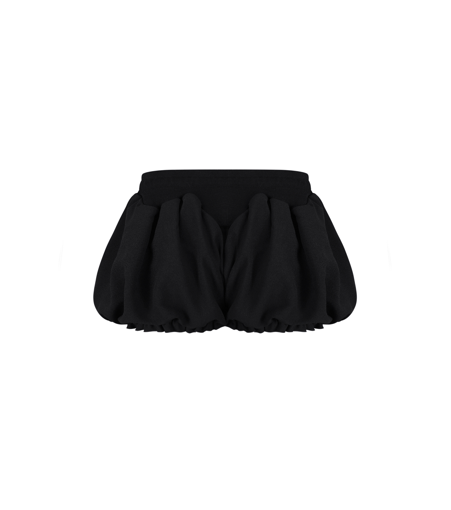 Micro Shorts with Ruffles in Black
