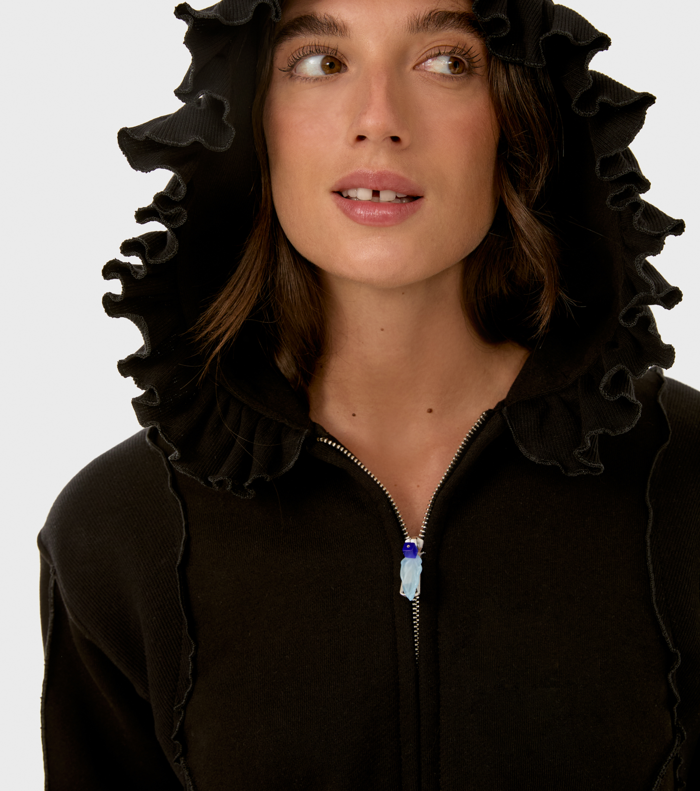 Hoodie with Zipper in Black